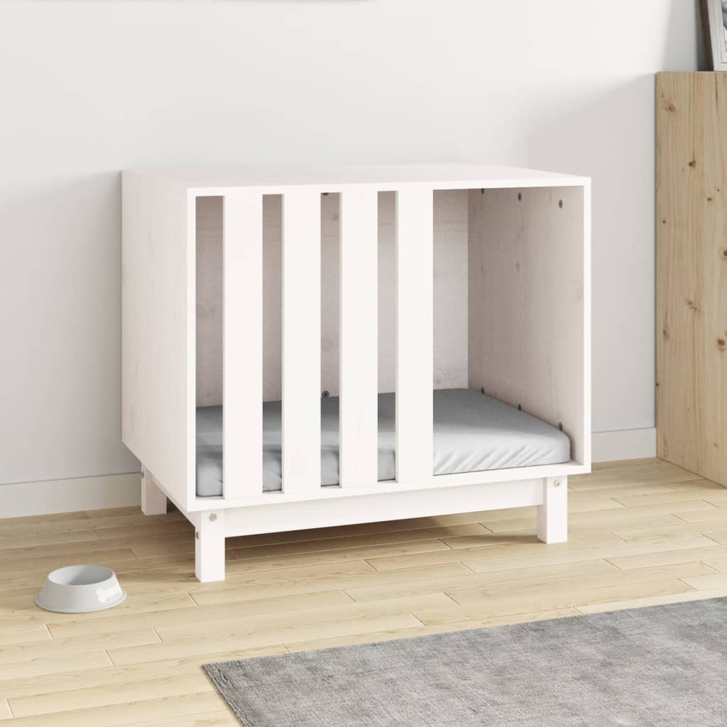 Berkfield Dog House White 70x50x62 cm Solid Wood Pine