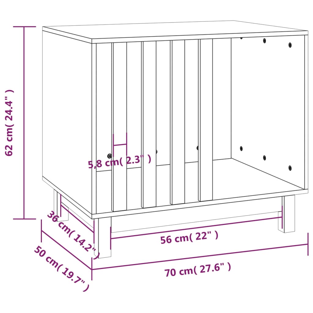 Berkfield Dog House White 70x50x62 cm Solid Wood Pine