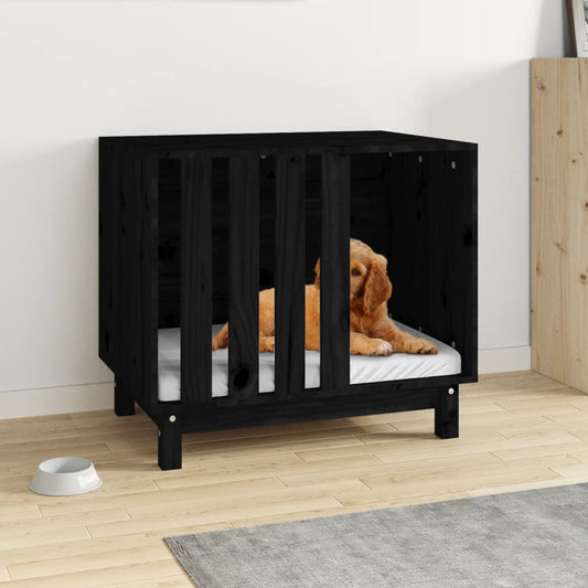 Berkfield Dog House Black 70x50x62 cm Solid Wood Pine