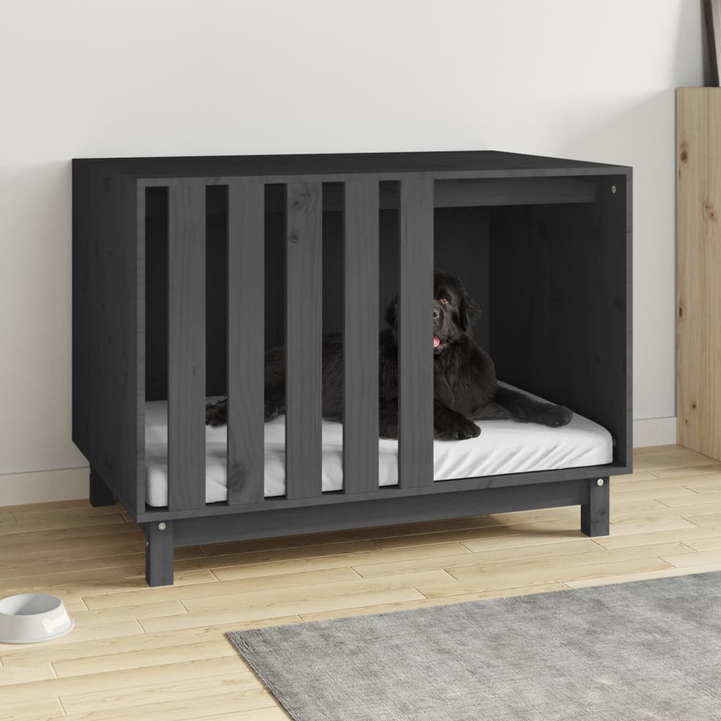 Berkfield Dog House Grey 90x60x67 cm Solid Wood Pine
