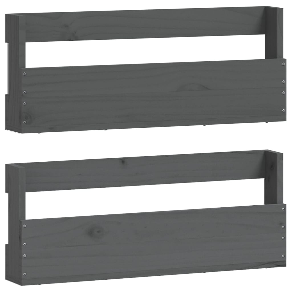 Berkfield Wall-mounted Shoe Racks 2 pcs Grey 59x9x23 cm Solid Wood Pine