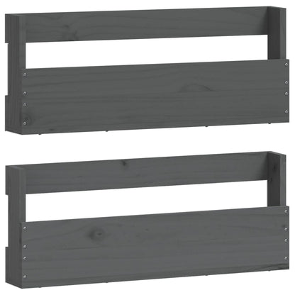 Berkfield Wall-mounted Shoe Racks 2 pcs Grey 59x9x23 cm Solid Wood Pine