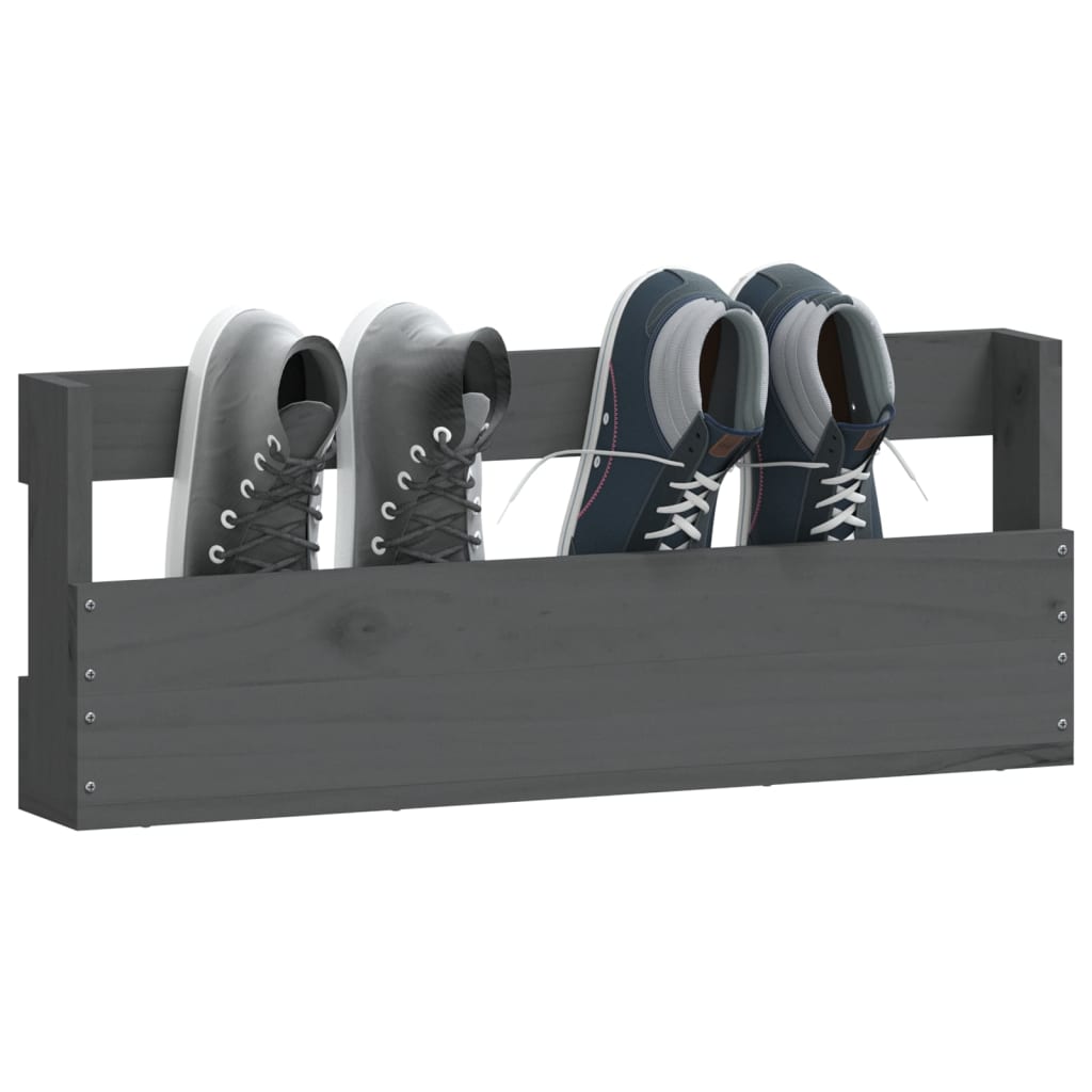 Berkfield Wall-mounted Shoe Racks 2 pcs Grey 59x9x23 cm Solid Wood Pine
