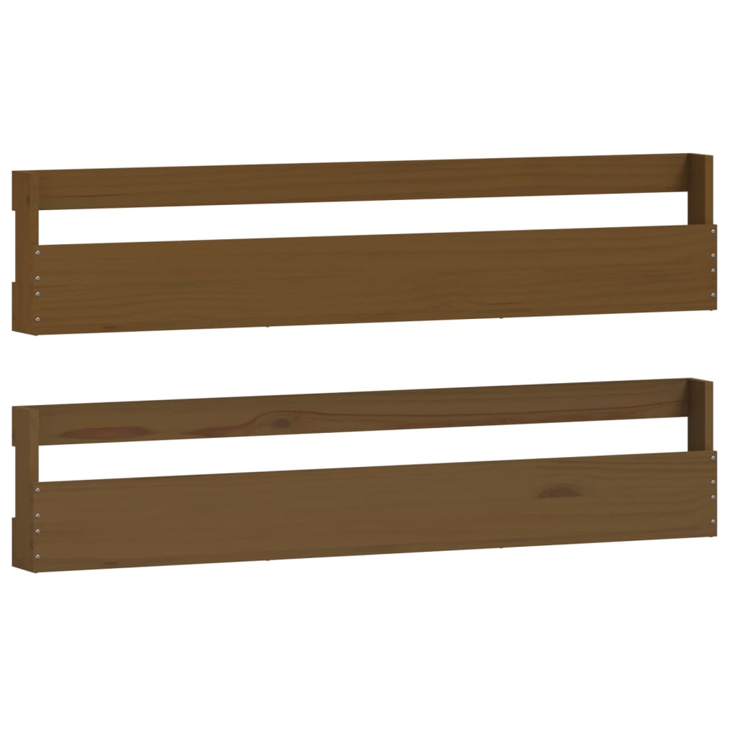 Berkfield Wall-mounted Shoe Racks 2 pcs Honey Brown 110x9x23 cm Solid Wood Pine