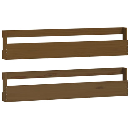 Berkfield Wall-mounted Shoe Racks 2 pcs Honey Brown 110x9x23 cm Solid Wood Pine