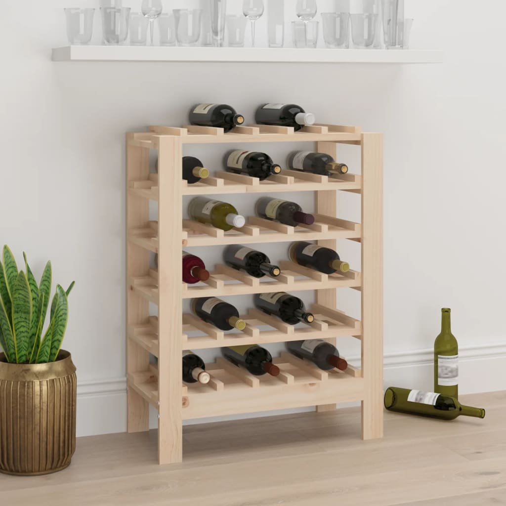 Berkfield Wine Rack 61.5x30x82 cm Solid Wood Pine