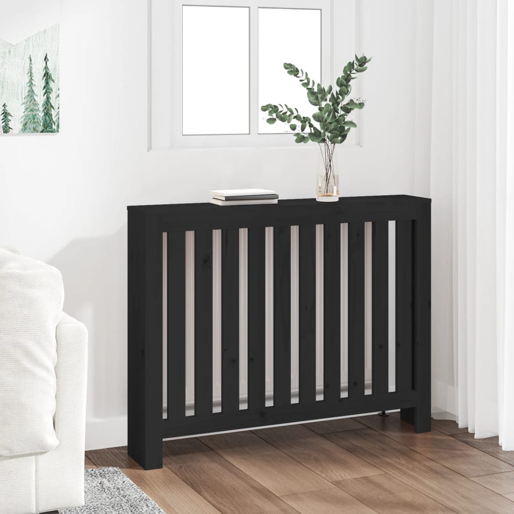 Berkfield Radiator Cover Black 108.5x19x84 cm Solid Wood Pine