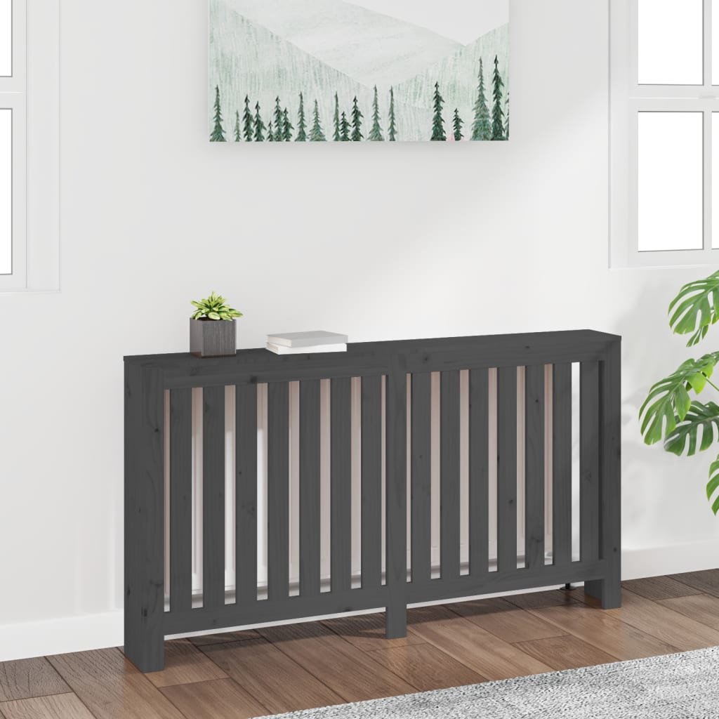 Berkfield Radiator Cover Grey 153x19x84 cm Solid Wood Pine