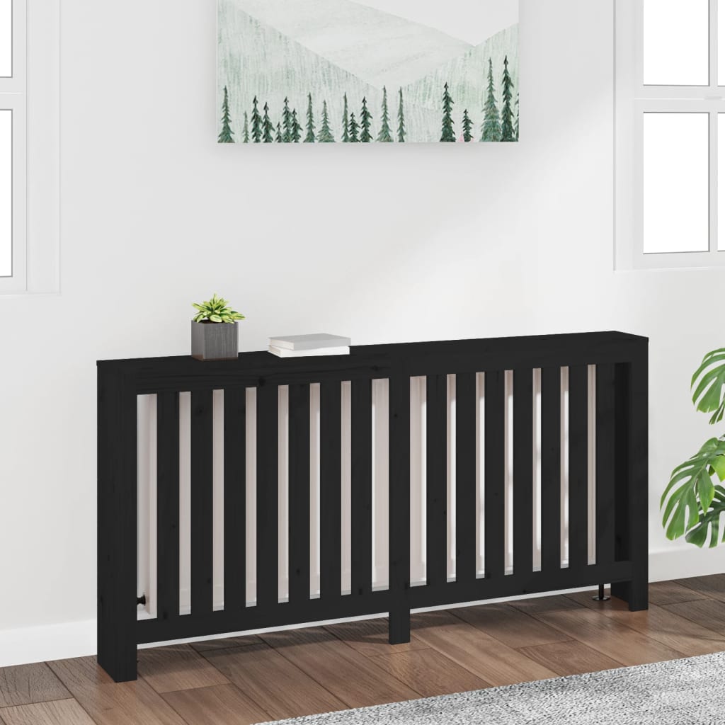 Berkfield Radiator Cover Black 169x19x84 cm Solid Wood Pine