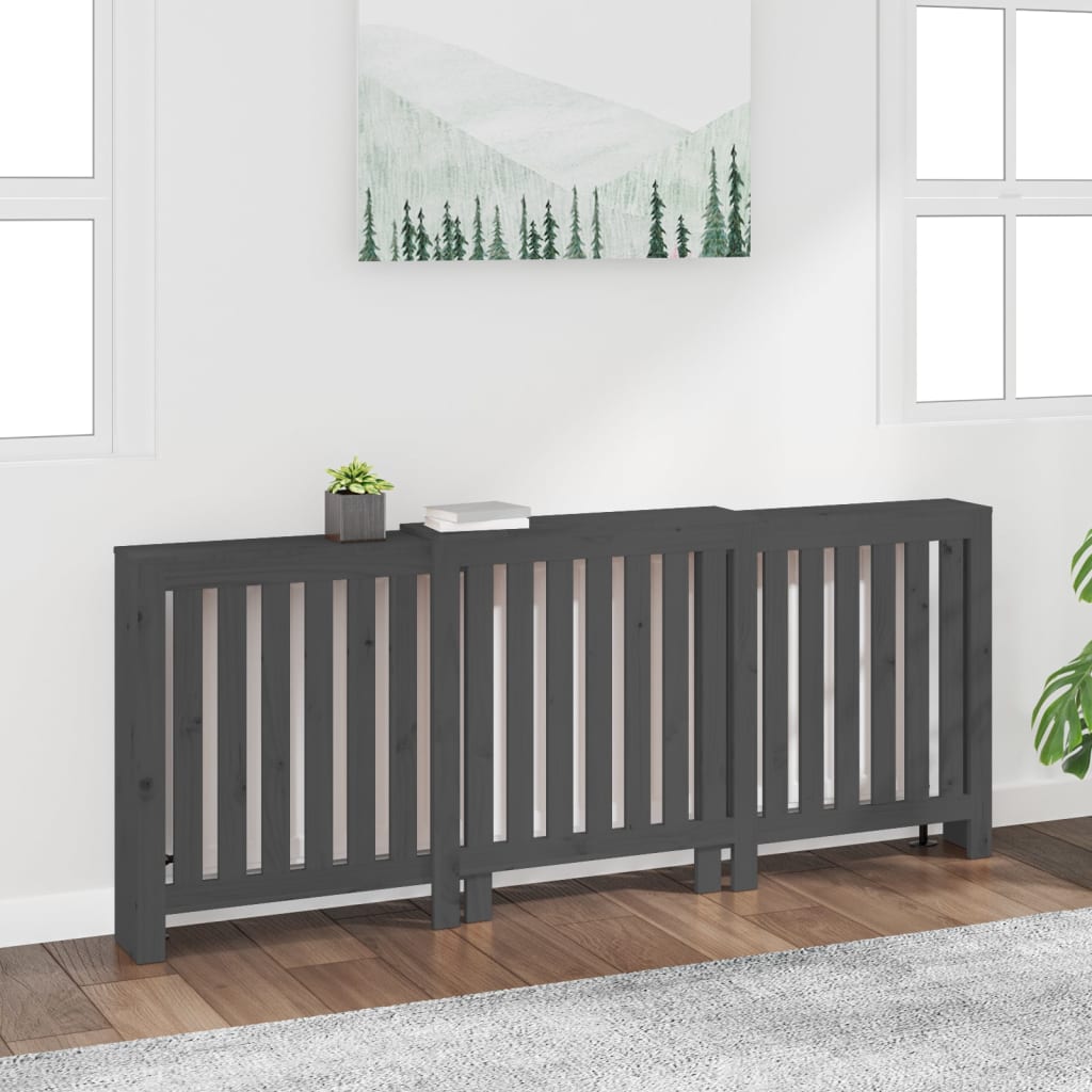 Berkfield Radiator Cover Grey 210x21x85 cm Solid Wood Pine