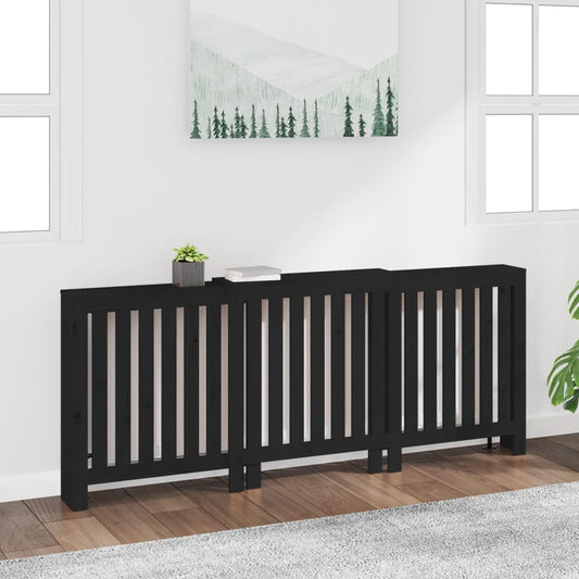 Berkfield Radiator Cover Black 210x21x85 cm Solid Wood Pine