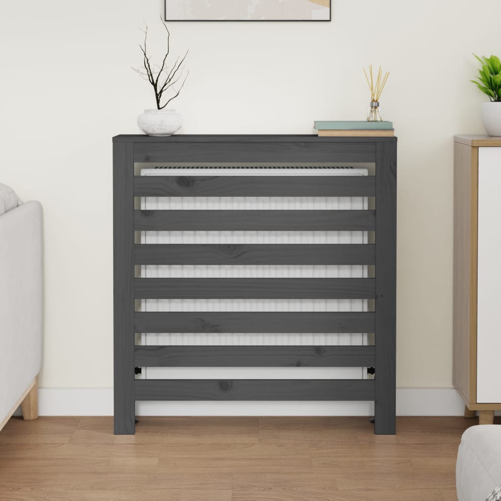 Berkfield Radiator Cover Grey 79.5x19x84 cm Solid Wood Pine