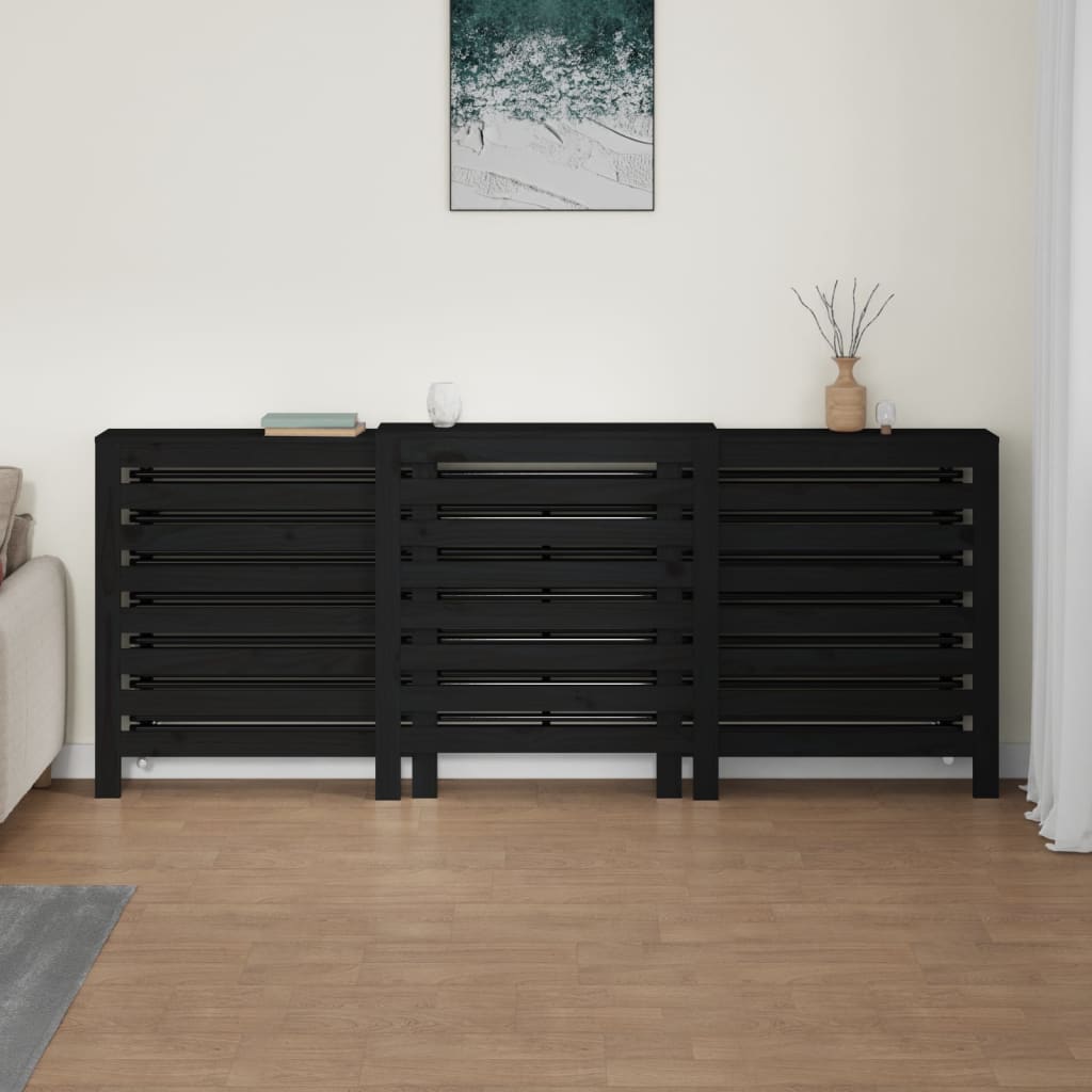 Berkfield Radiator Cover Black 210x21x85 cm Solid Wood Pine
