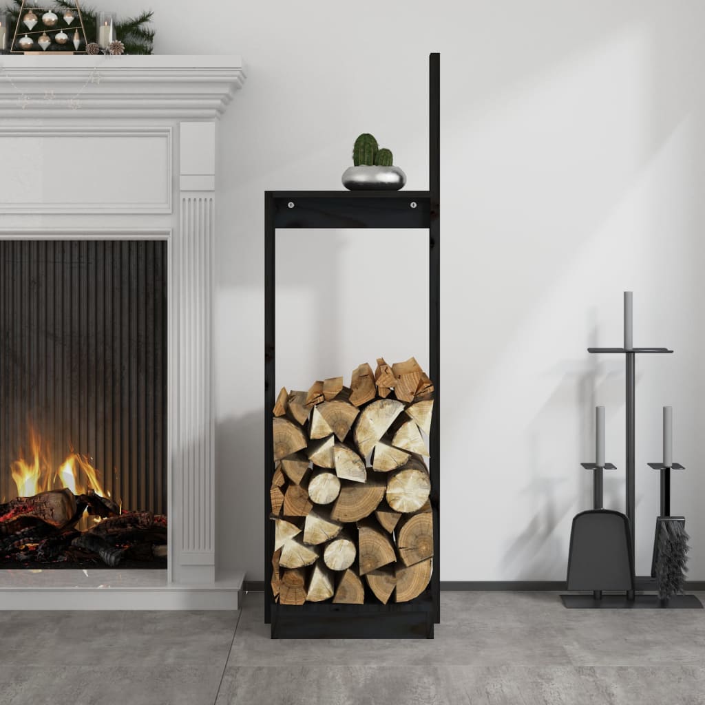 Berkfield Log Holder Black 33.5x30x110 cm Solid Wood Pine