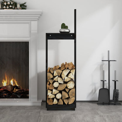 Berkfield Log Holder Black 33.5x30x110 cm Solid Wood Pine