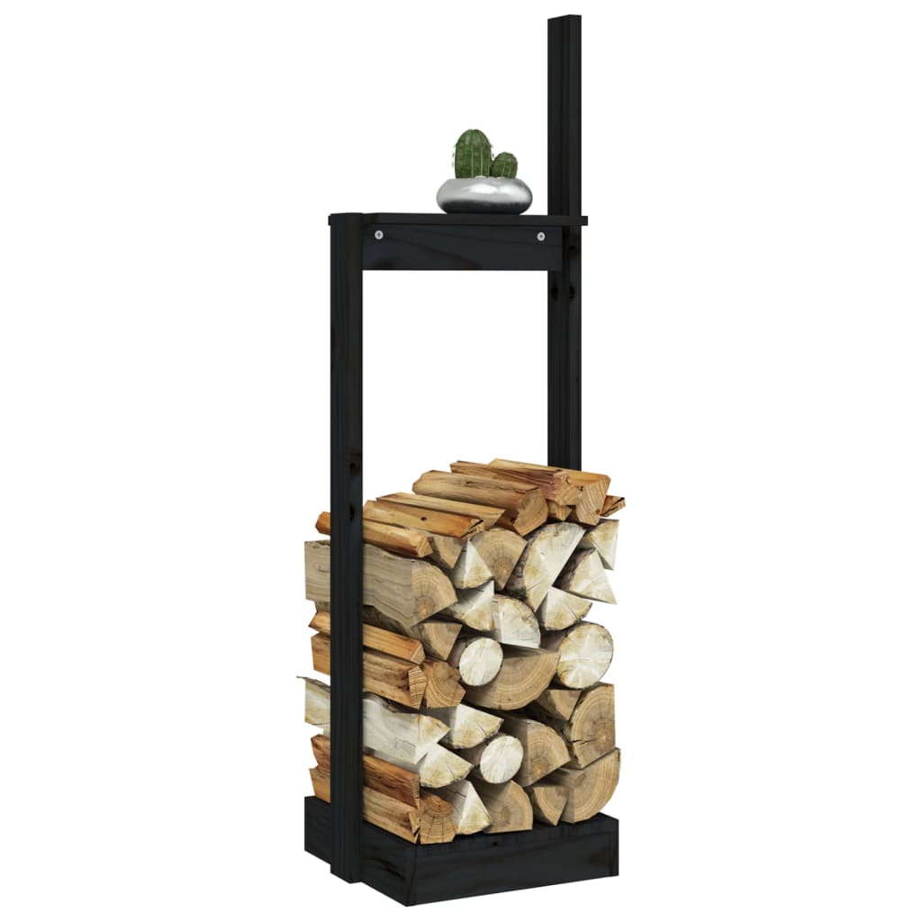 Berkfield Log Holder Black 33.5x30x110 cm Solid Wood Pine