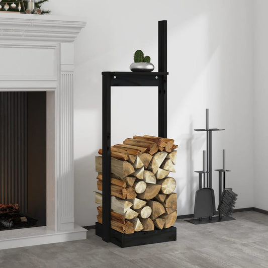 Berkfield Log Holder Black 33.5x30x110 cm Solid Wood Pine