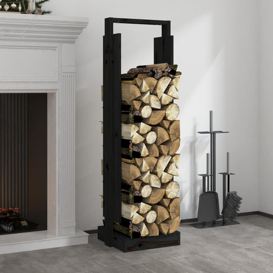 Berkfield Log Holder Black 33.5x30x110 cm Solid Wood Pine