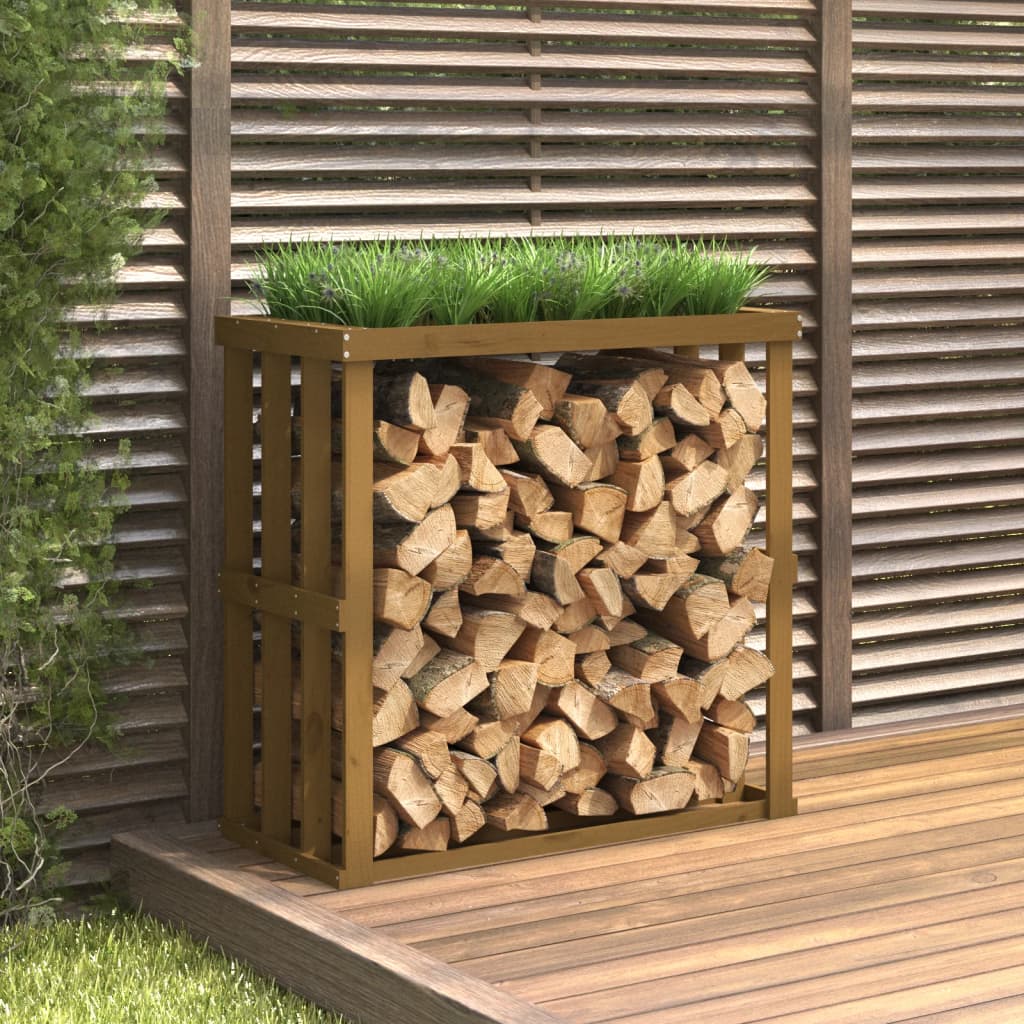 Berkfield Outdoor Log Holder Honey Brown 108x52x106 cm Solid Wood Pine
