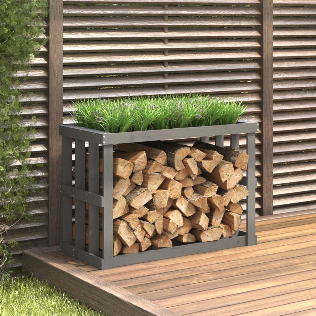 Berkfield Outdoor Log Holder Grey 108x52x74 cm Solid Wood Pine