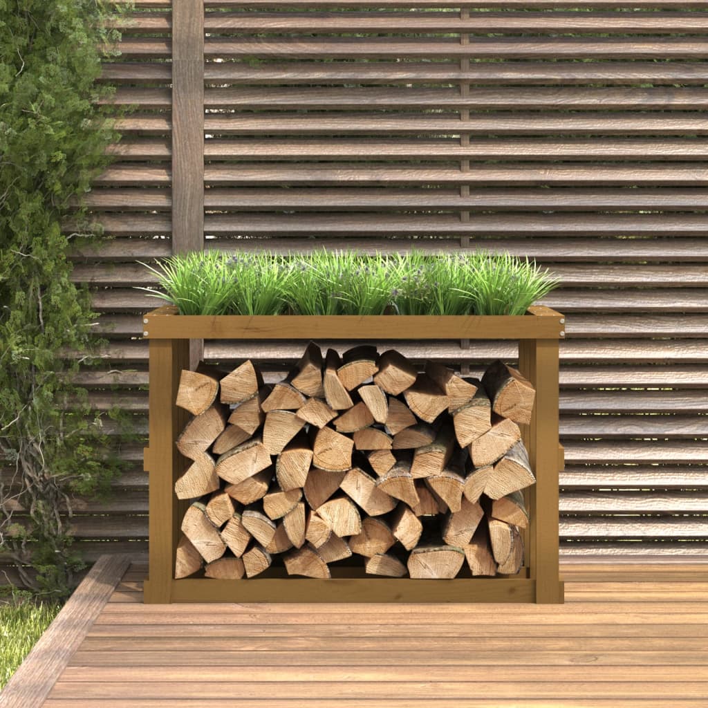 Berkfield Outdoor Log Holder Honey Brown 108x52x74 cm Solid Wood Pine