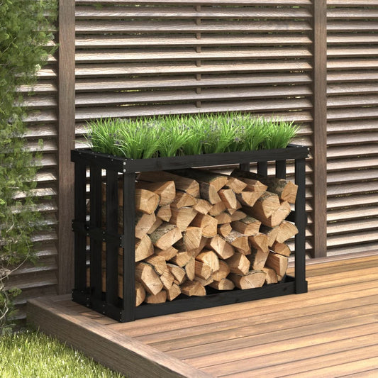 Berkfield Outdoor Log Holder Black 108x52x74 cm Solid Wood Pine