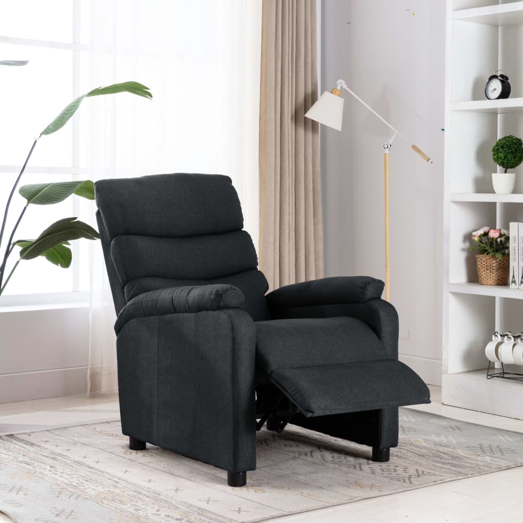 Berkfield Recliner Chair Dark Grey Fabric
