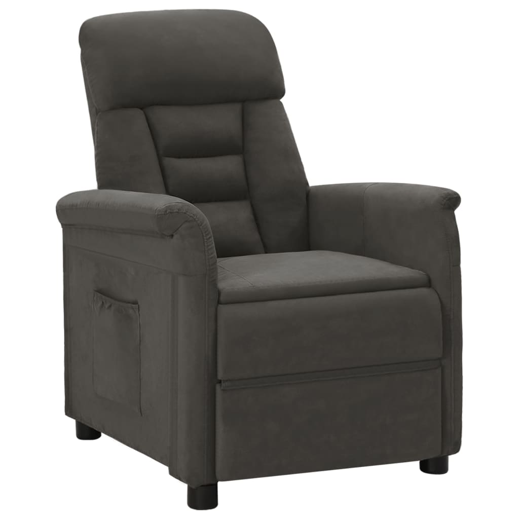 Berkfield Recliner Chair Dark Grey Microfiber Fabric