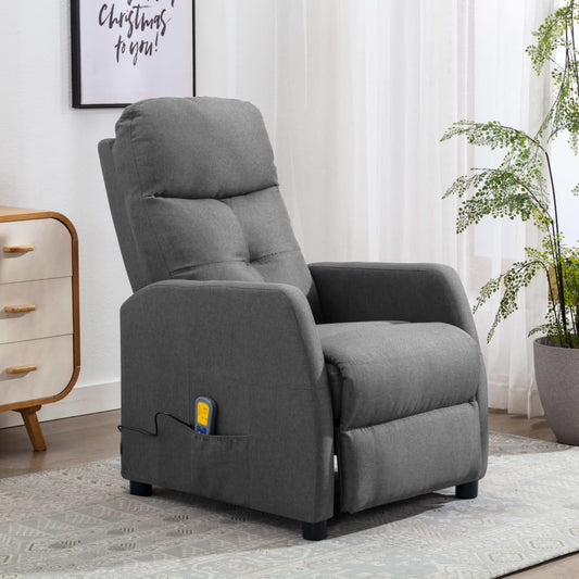 Berkfield Massage Chair Light Grey Fabric