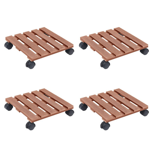 Berkfield Plant Trolleys 4 pcs Brown 30x30x7,5 cm WPC