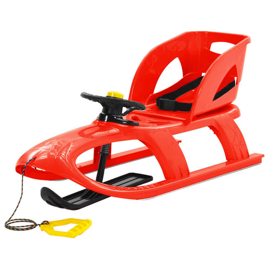 Berkfield Sledge with Seat and Wheel Red 102.5x40x23 cm Polypropylene