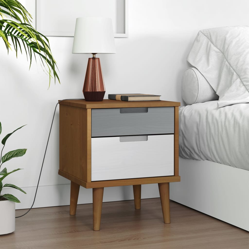 Berkfield Bedside Cabinet MOLDE Brown 40x35x48 cm Solid Wood Pine