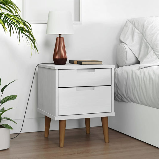 Berkfield Bedside Cabinet MOLDE White 40x35x48 cm Solid Wood Pine