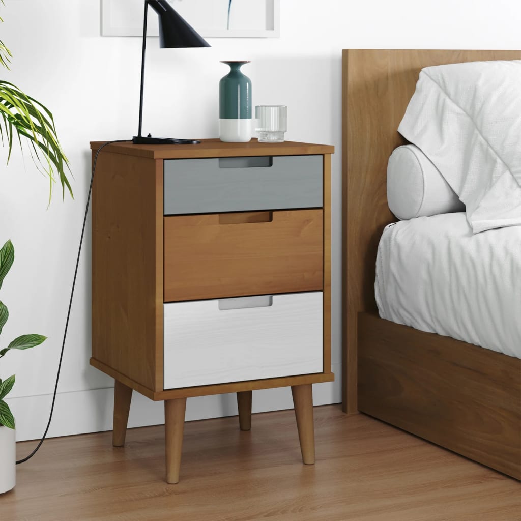 Berkfield Bedside Cabinet MOLDE Brown 40x35x65 cm Solid Wood Pine
