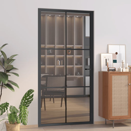 Berkfield Interior Door 102.5x201.5 cm Black ESG Glass and Aluminium