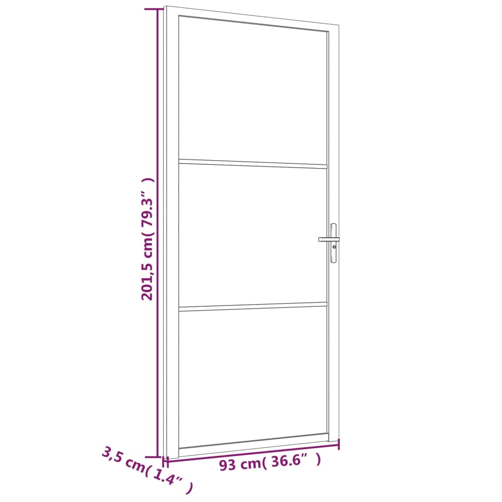 Berkfield Interior Door 93x201.5 cm White ESG Glass and Aluminium