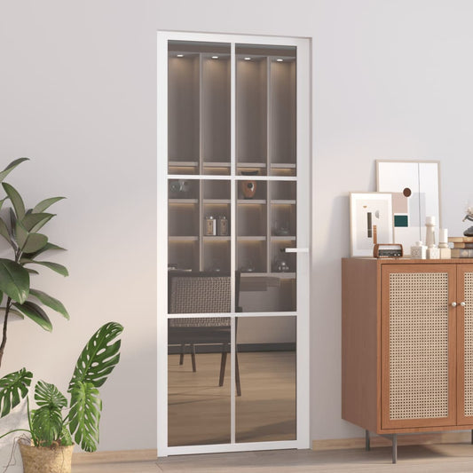 Berkfield Interior Door 76x201.5 cm White ESG Glass and Aluminium