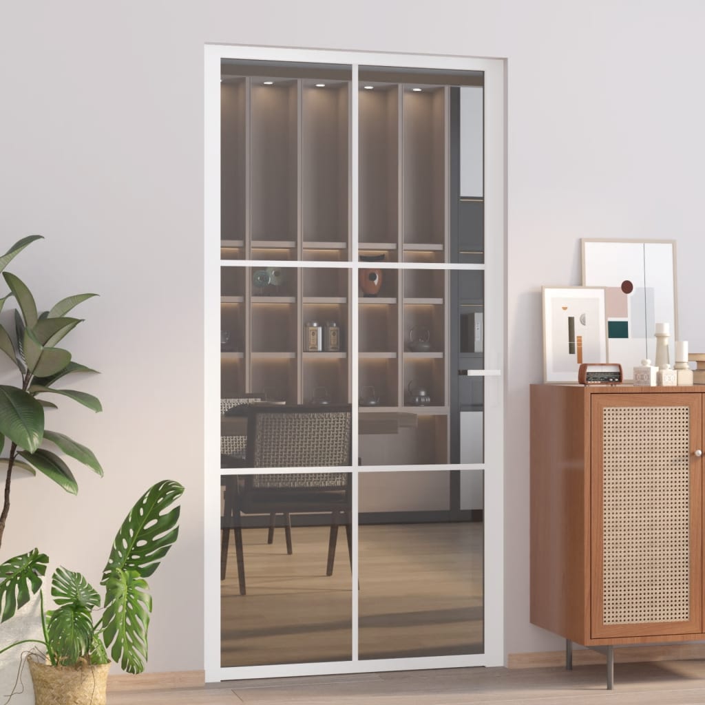 Berkfield Interior Door 102.5x201.5 cm White ESG Glass and Aluminium
