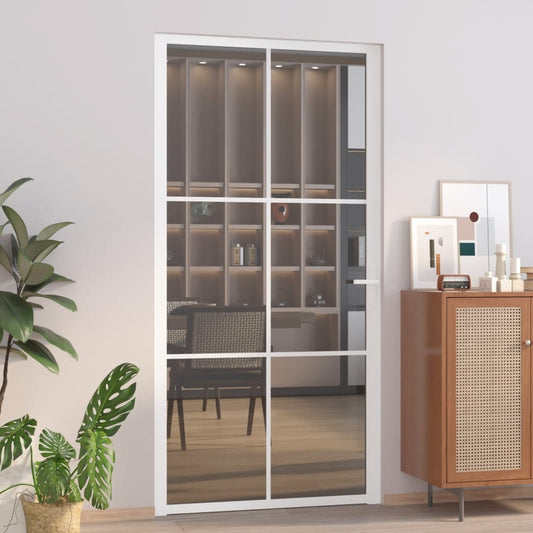 Berkfield Interior Door 102.5x201.5 cm White ESG Glass and Aluminium