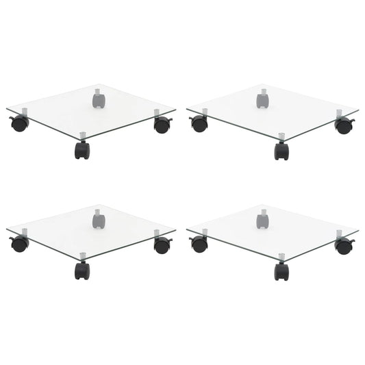 Berkfield Plant Rollers 4 pcs 35x35 cm Tempered Glass Square
