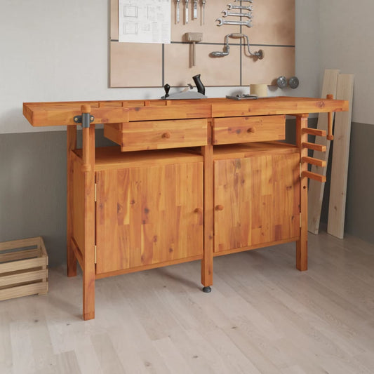 Berkfield Workbench with Drawers and Vices 162x62x83 cm Solid Wood Acacia