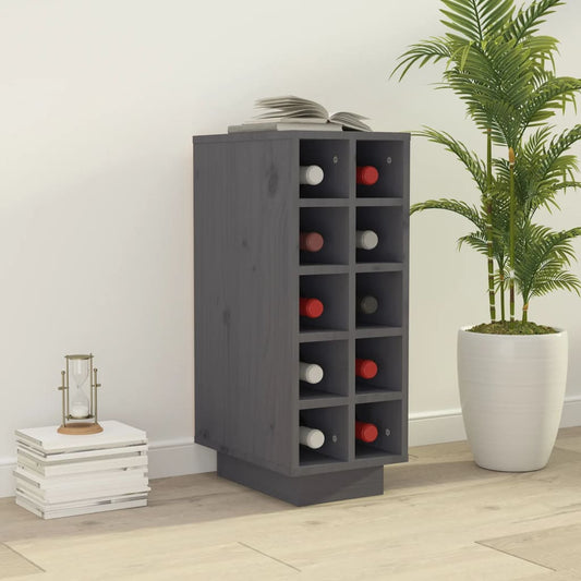 Berkfield Wine Cabinet Grey 23x34x61 cm Solid Wood Pine