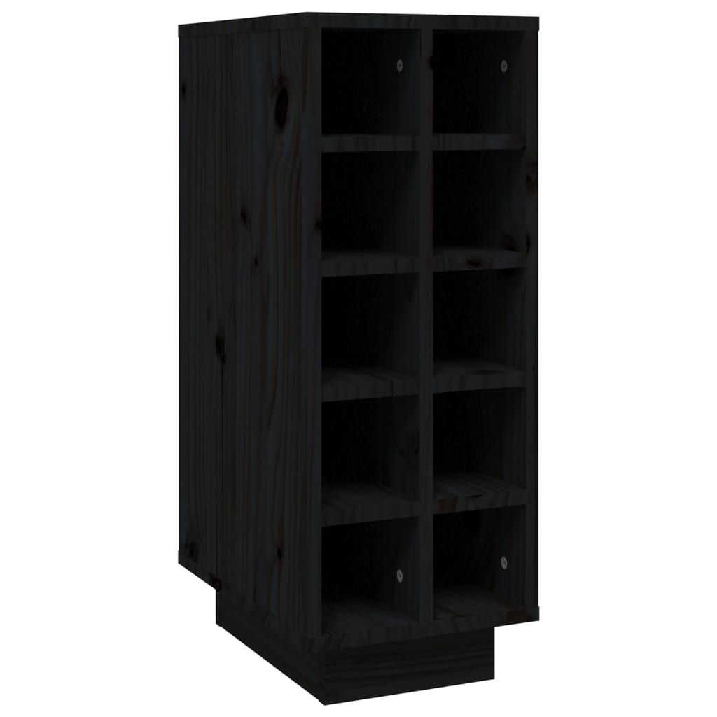 Berkfield Wine Cabinet Black 23x34x61 cm Solid Wood Pine