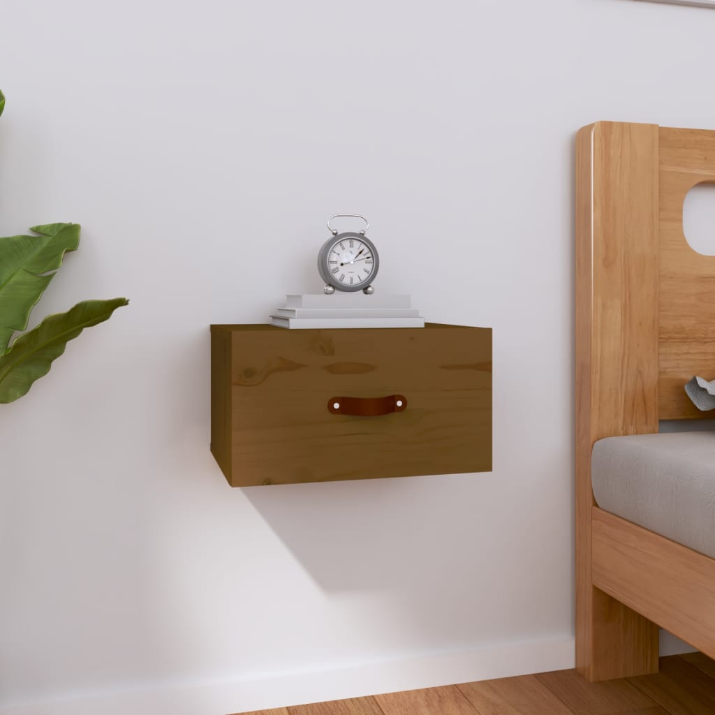 Berkfield Wall-mounted Bedside Cabinet Honey Brown 40x29.5x22 cm