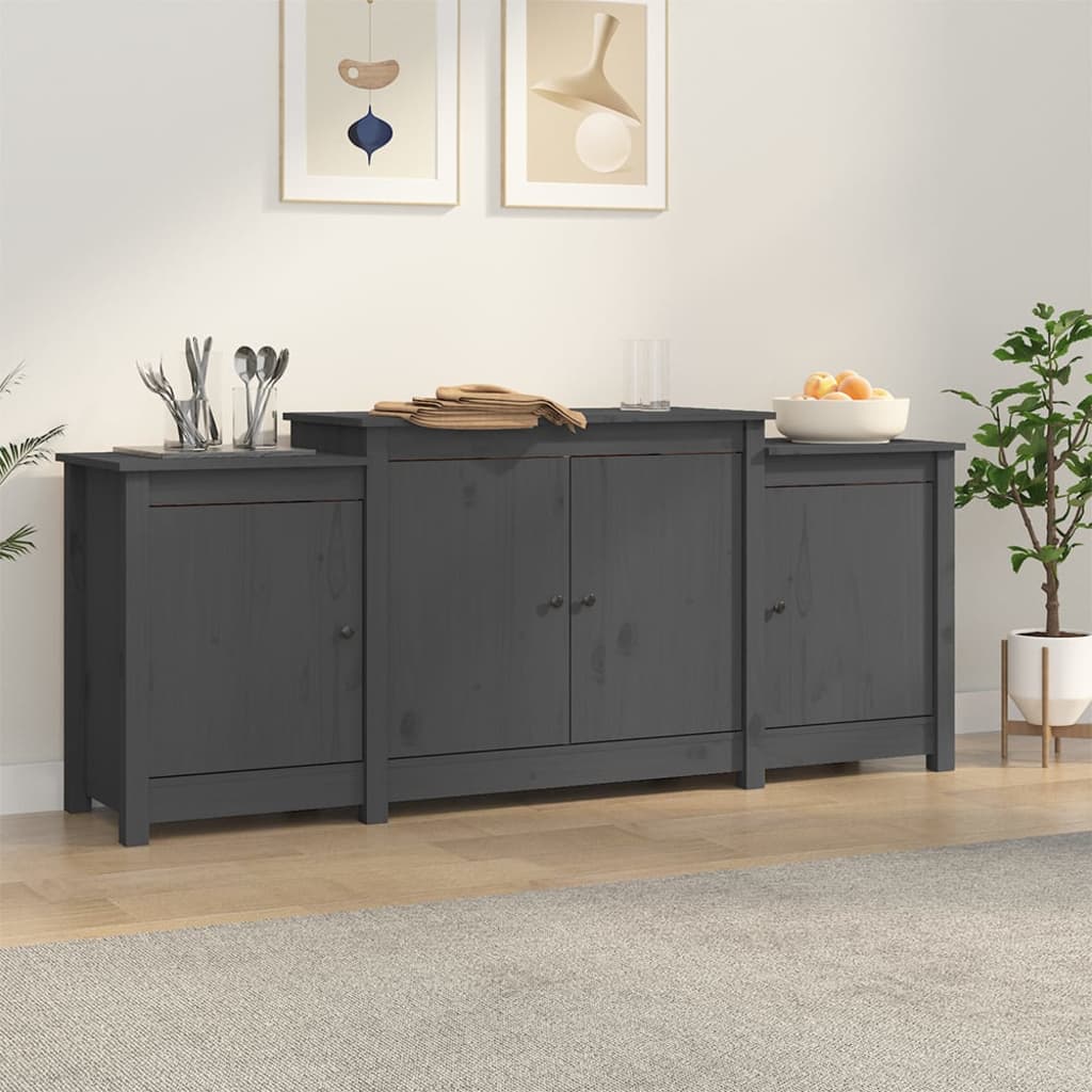 Berkfield Sideboard Grey 164x37x68 cm Solid Wood Pine
