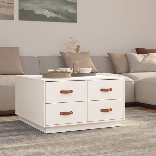 Berkfield Coffee Table White 80x80x45 cm Solid Wood Pine