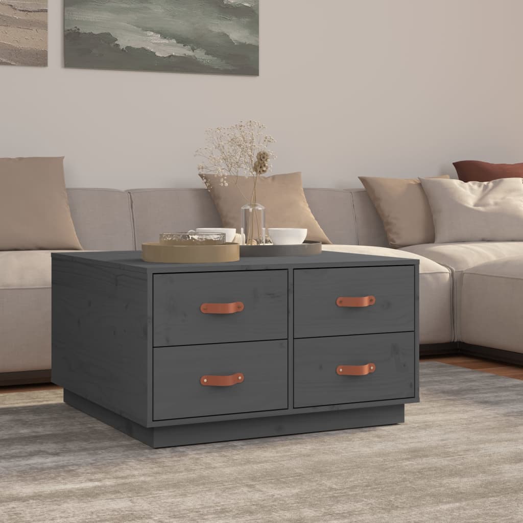 Berkfield Coffee Table Grey 80x80x45 cm Solid Wood Pine