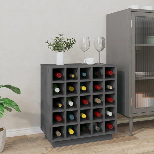 Berkfield Wine Cabinet Grey 55.5x34x61 cm Solid Wood Pine