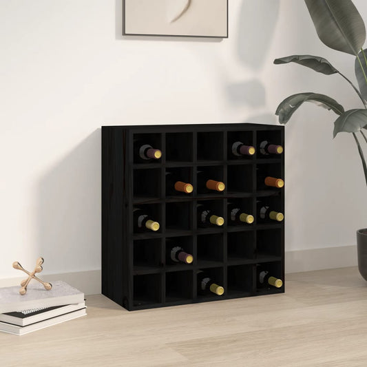Berkfield Wine Cabinet Black 56x25x56 cm Solid Wood Pine