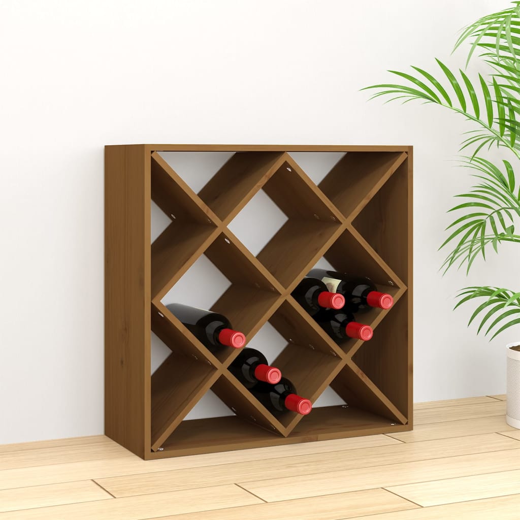 Berkfield Wine Cabinet Honey Brown 62x25x62 cm Solid Wood Pine